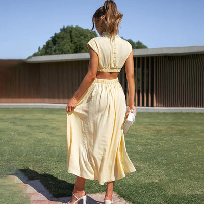 Lara | Pleated Dress with High Neck