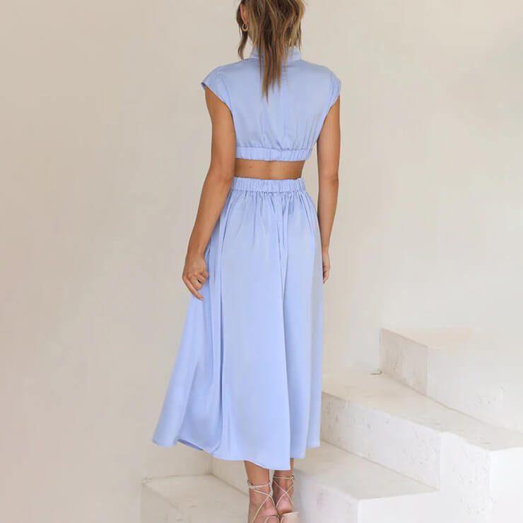 Lara | Pleated Dress with High Neck