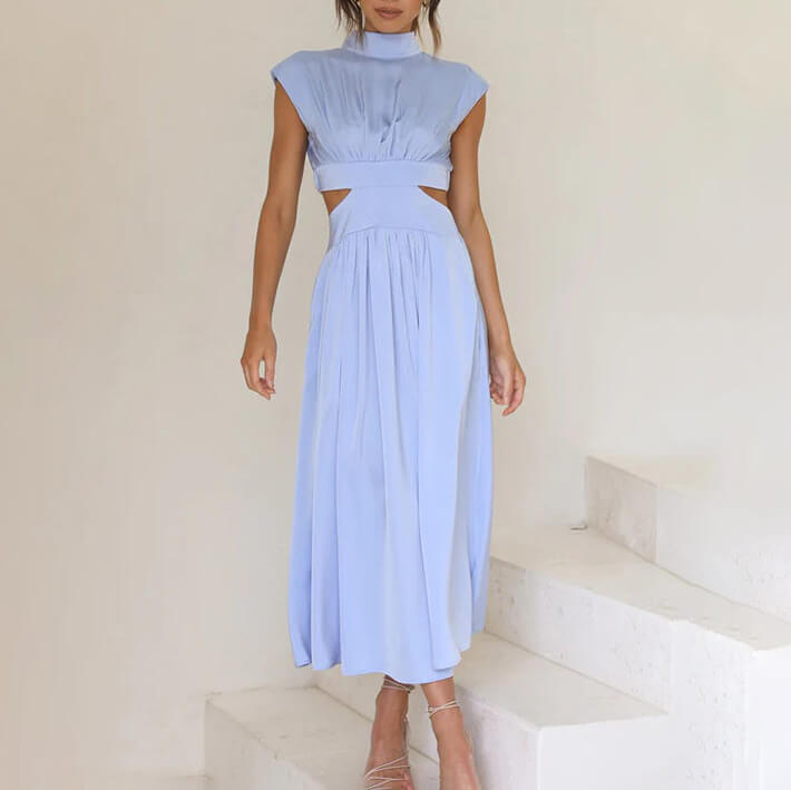 Lara | Pleated Dress with High Neck